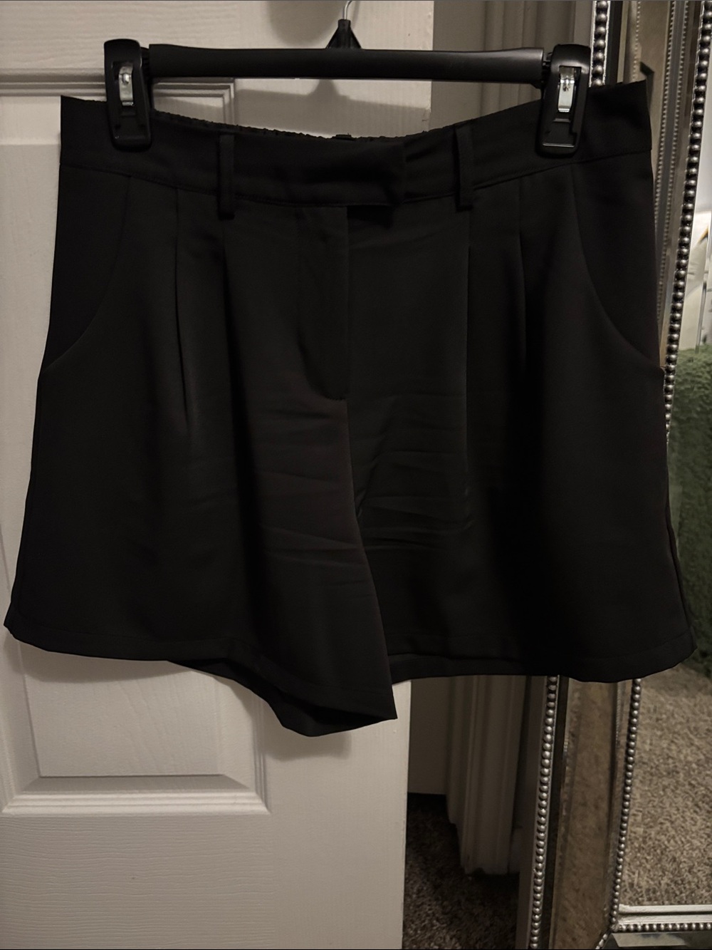 Women’s Black High-Waisted Pleated Tailored Dress Shorts